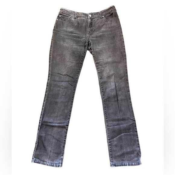 Chico's Platinum Denim Ultimate Fit Rhinestone Embellished Mom Jeans Brown Gray - Picture 4 of 13